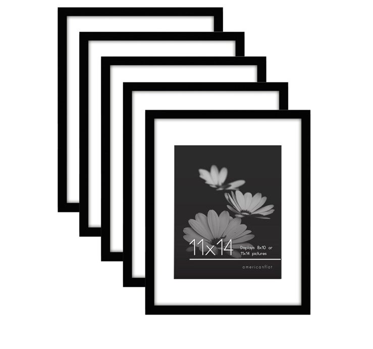 11x14 Picture Frame pack of 5 in Black Frames, Black Frames in Bulk