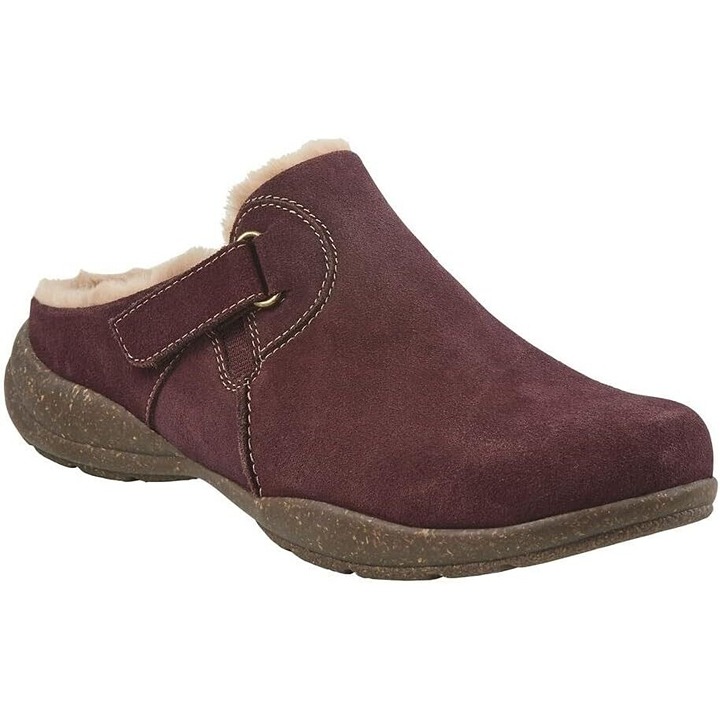 Clarks Women's Roseville Clog Burgundy Leather Suede Fur Lined Slip On NEW 11 W