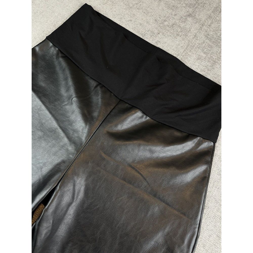 Hatch Maternity Pants Womens (XL) Black High Rise Vegan Leather Flare