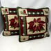 Christmas Poinsettia Quilted Embroidered Pillows