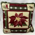 Christmas Poinsettia Quilted Embroidered Pillows