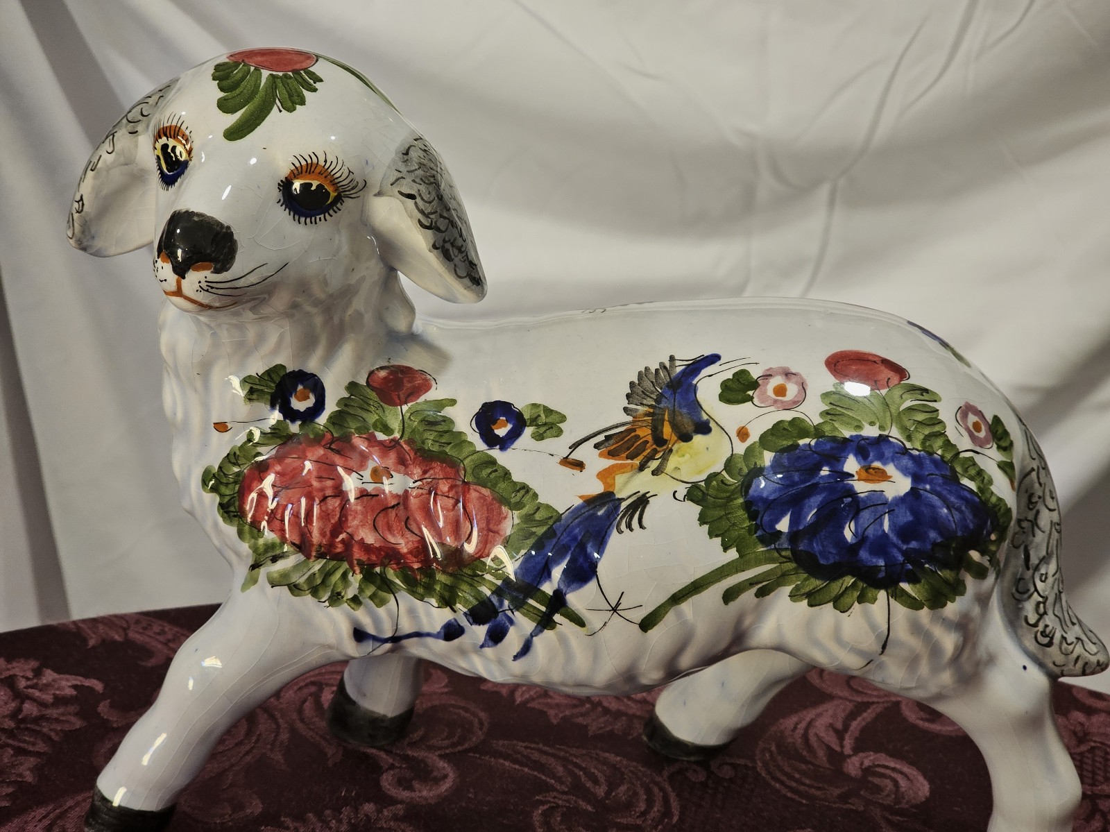Antique Porcelain Lamb Figurine Hand Painted