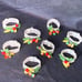 8 Vintage Woven Lattice Italy Napkin Rings Set with Colorful Miniature Fruit