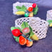 8 Vintage Woven Lattice Italy Napkin Rings Set with Colorful Miniature Fruit