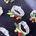 8 Vintage Woven Lattice Italy Napkin Rings Set with Colorful Miniature Fruit
