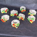 8 Vintage Woven Lattice Italy Napkin Rings Set with Colorful Miniature Fruit