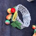 8 Vintage Woven Lattice Italy Napkin Rings Set with Colorful Miniature Fruit