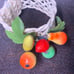 8 Vintage Woven Lattice Italy Napkin Rings Set with Colorful Miniature Fruit