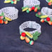 8 Vintage Woven Lattice Italy Napkin Rings Set with Colorful Miniature Fruit