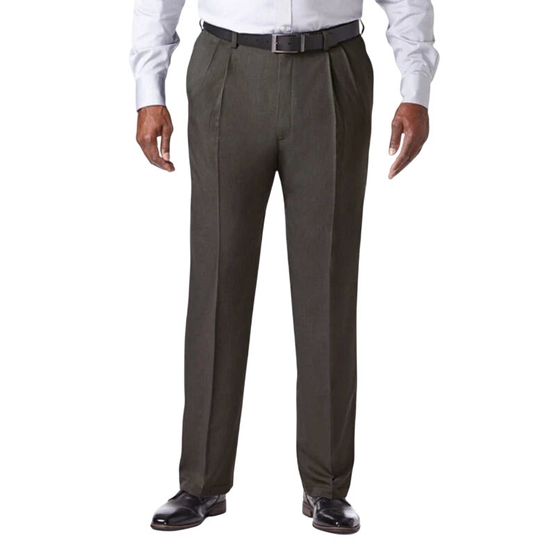 Haggar Big & Tall Cool 18 Pro Heather Pant in Gray, Size 48X29