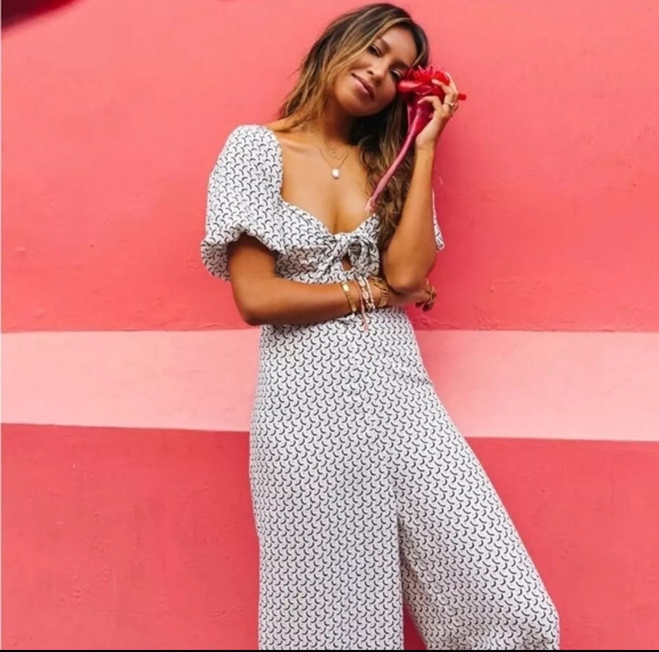 NWT Billabong x Sincerely Jules Shout It Up Linen Jumpsuit- Size Medium Boho