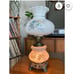 Romantic Victorian Milk Glass Hand Painted Blue Floral Ornate