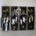 Set of 4 Vintage 3D Mother of Pearl Hand Painted Asian Art Panels of Geishas