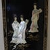 Set of 4 Vintage 3D Mother of Pearl Hand Painted Asian Art Panels of Geishas