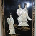Set of 4 Vintage 3D Mother of Pearl Hand Painted Asian Art Panels of Geishas
