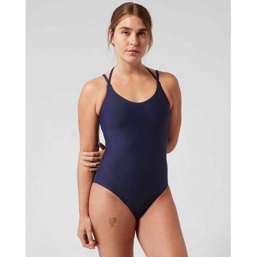 NWT Athleta Keyhole One Piece Swimsuit - SMALL TALL - dress blue - SMALL TALL ST