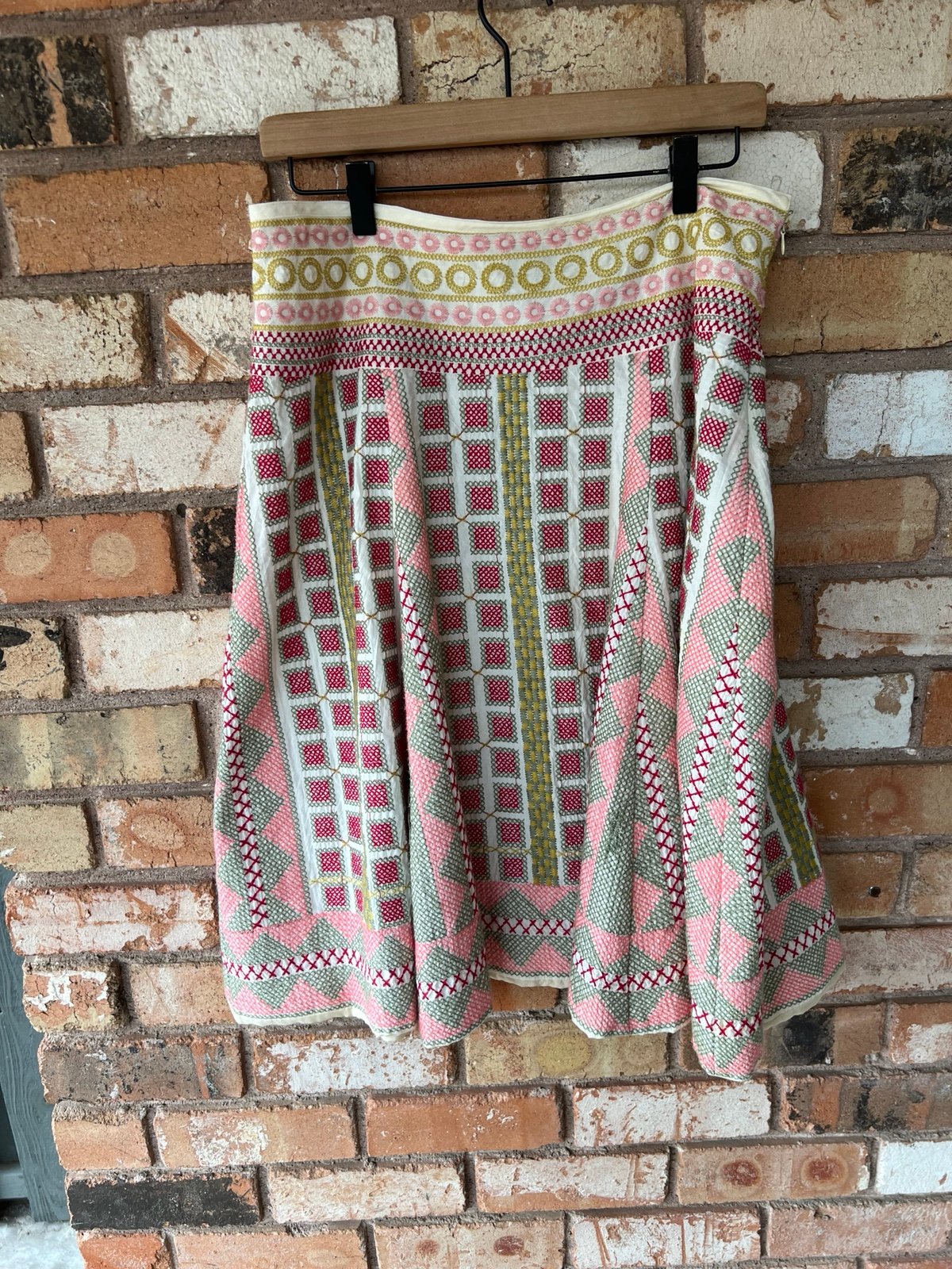 Johnny Was BIYA Embroidered Peasant boho midi skirt size S