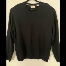 Weatherproof black merino/cashmere sweater, very elegant and warm, stylish, XL