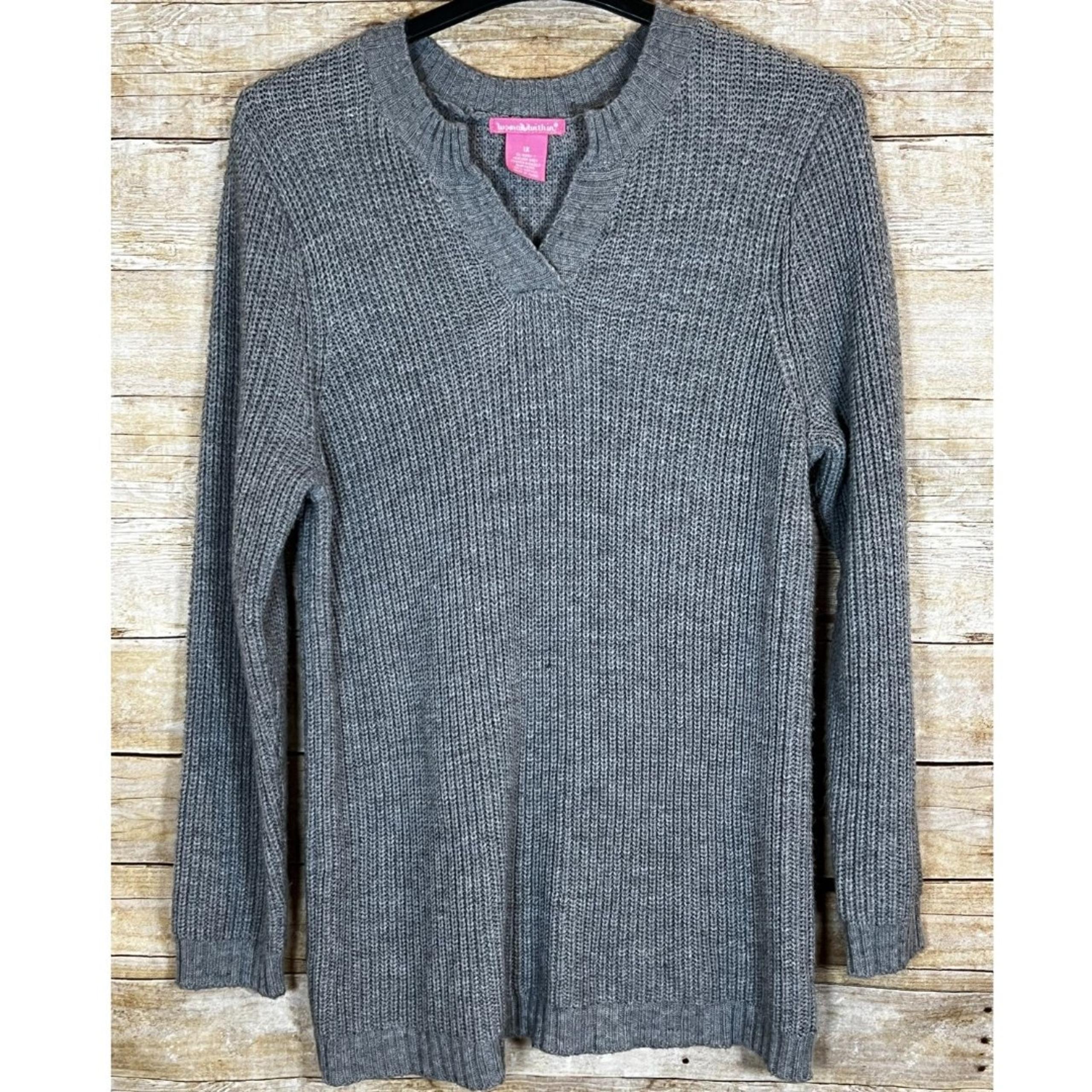 WOMEN WITHIN HEATHER GRAY CASUAL NOTCH NECK LOOSE KNIT SWEATER TUNIC SIZE 1X