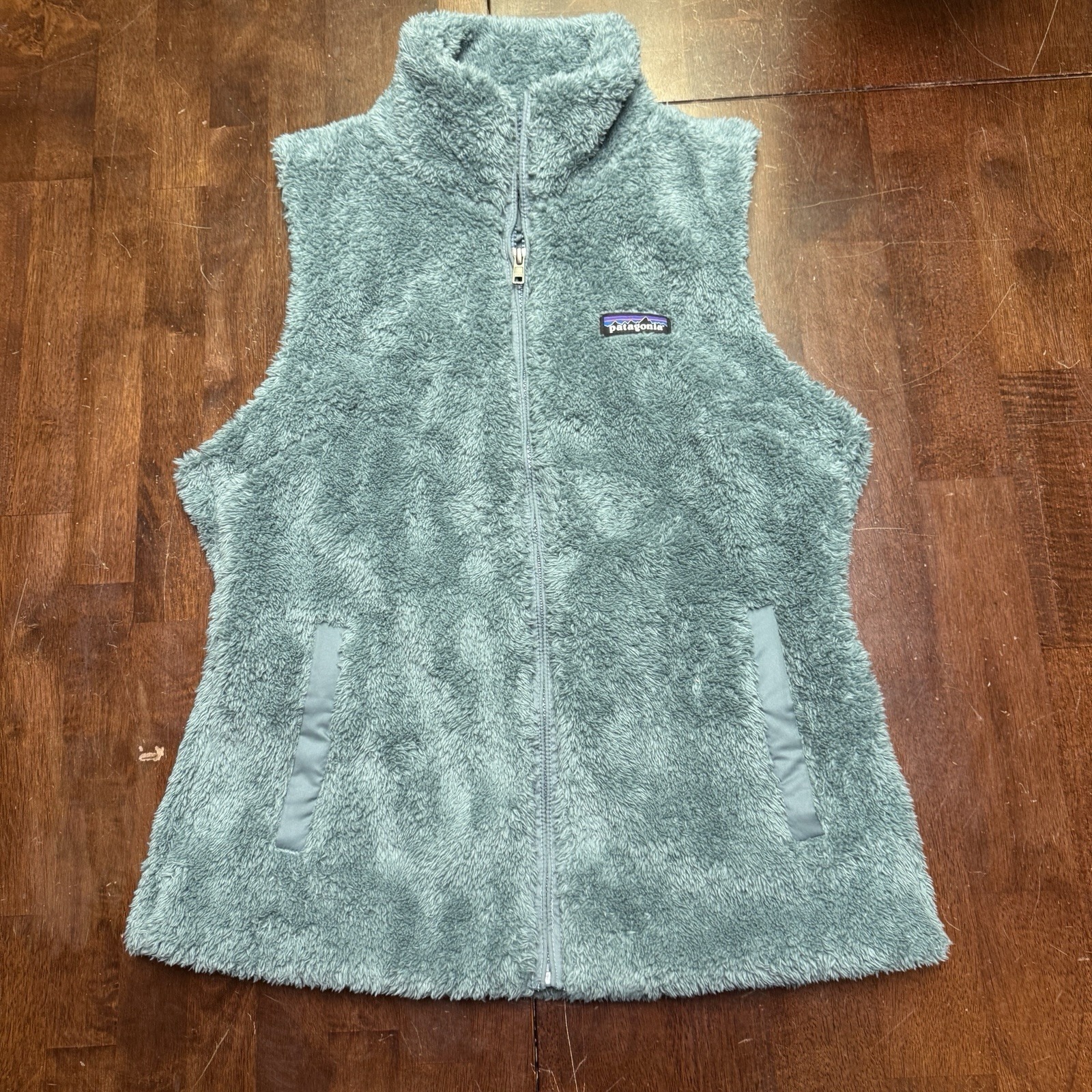 Patagonia Los Gatos Vest Womens Medium Green Sherpa Fleece High Pile Full Zip