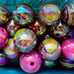 Fancy Craft Iridescent & Crackle & Rhinestone Beads with Gold Spacers Lot #3