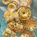 Fancy Craft Iridescent & Crackle & Rhinestone Beads with Gold Spacers Lot #3
