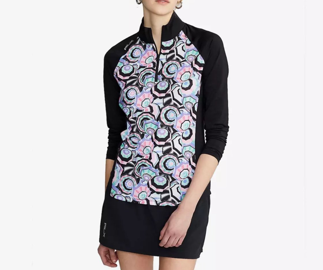 RLX Ralph Lauren Performance Print Jersey Quarter-Zip Pull