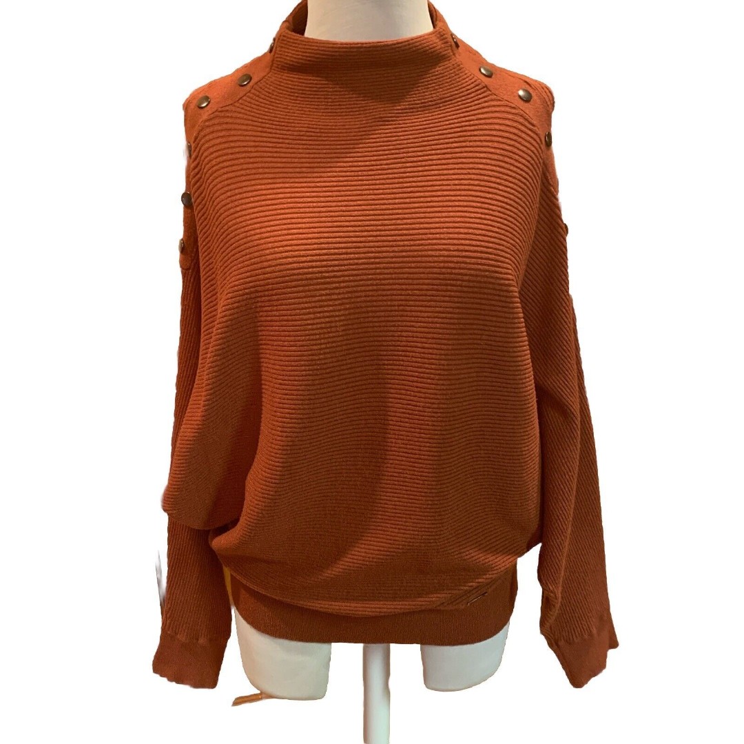 T Tahari Dolman Sleeve Sweater Ginger Oversized Boxy Slouchy Viscose Medium