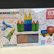 63-Pc Picasso Magnetic Tiles Diamond Series with 1 Car Set New/Sealed