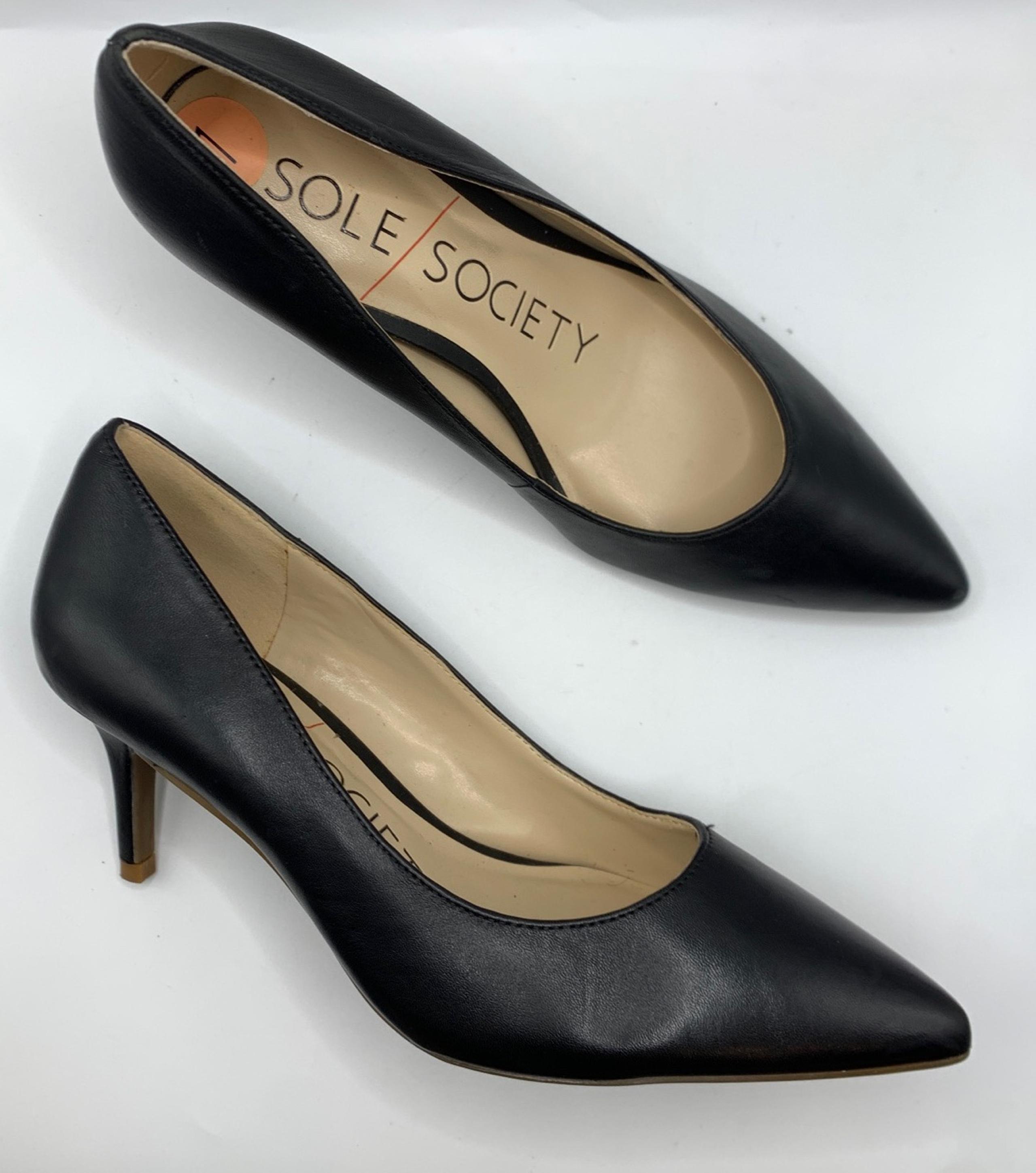 Sole Society Womens Elverna Black Point Toe Leather Pumps size 7