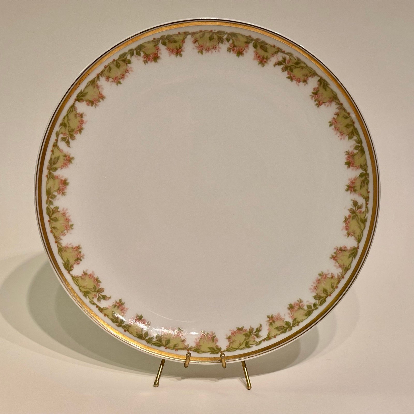 Haviland & Co. Limoges Pink Roses Double Gold Trim Porcelain Salad Plate 7.5”