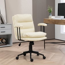 PU Leather Upholstered Office Chair w/Double-Tier Padded,Height &Back Adjustable