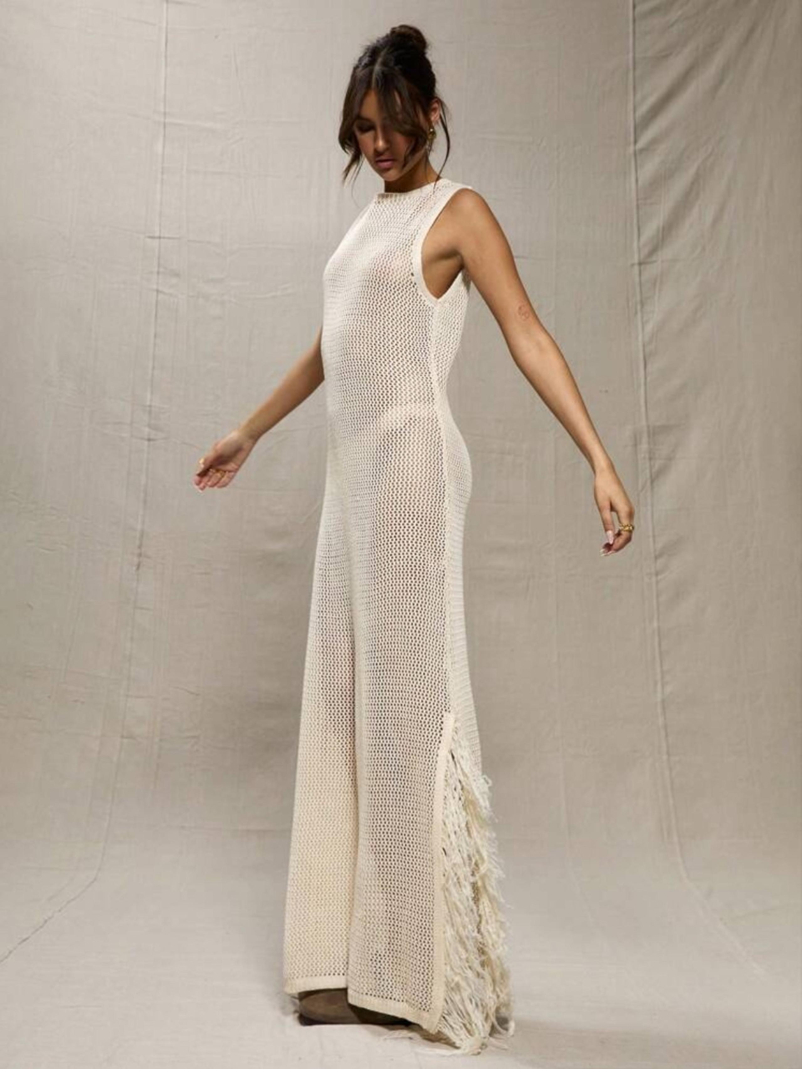 Cream Crochet Knit Maxi Dress (PICK SIZE)