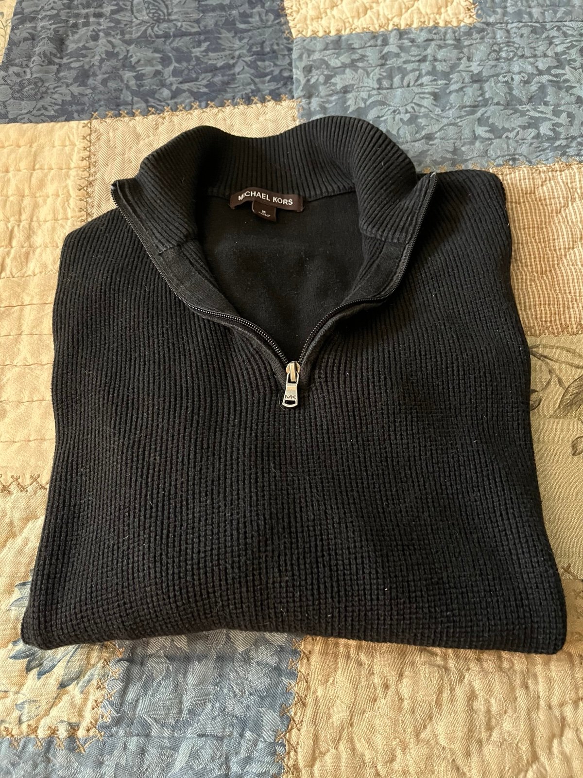 Michael Kors Quarter Zip Men's Sweater Preloved Size Medium Color Black