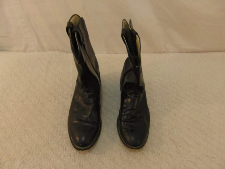 sz12D MENs LAREDO BLACK LEATHER USA MADE SLIP ON COWBOY WESTERN BOOTS NM 34220
