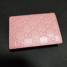 GUCCI Shima Leather Card Case Bifold Wallet Business Card Holder