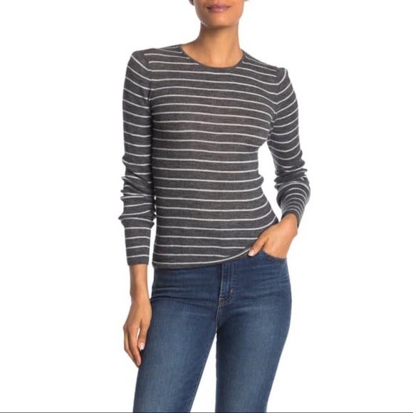 Vince Wool Stripe Rib Knit Shirt NM4