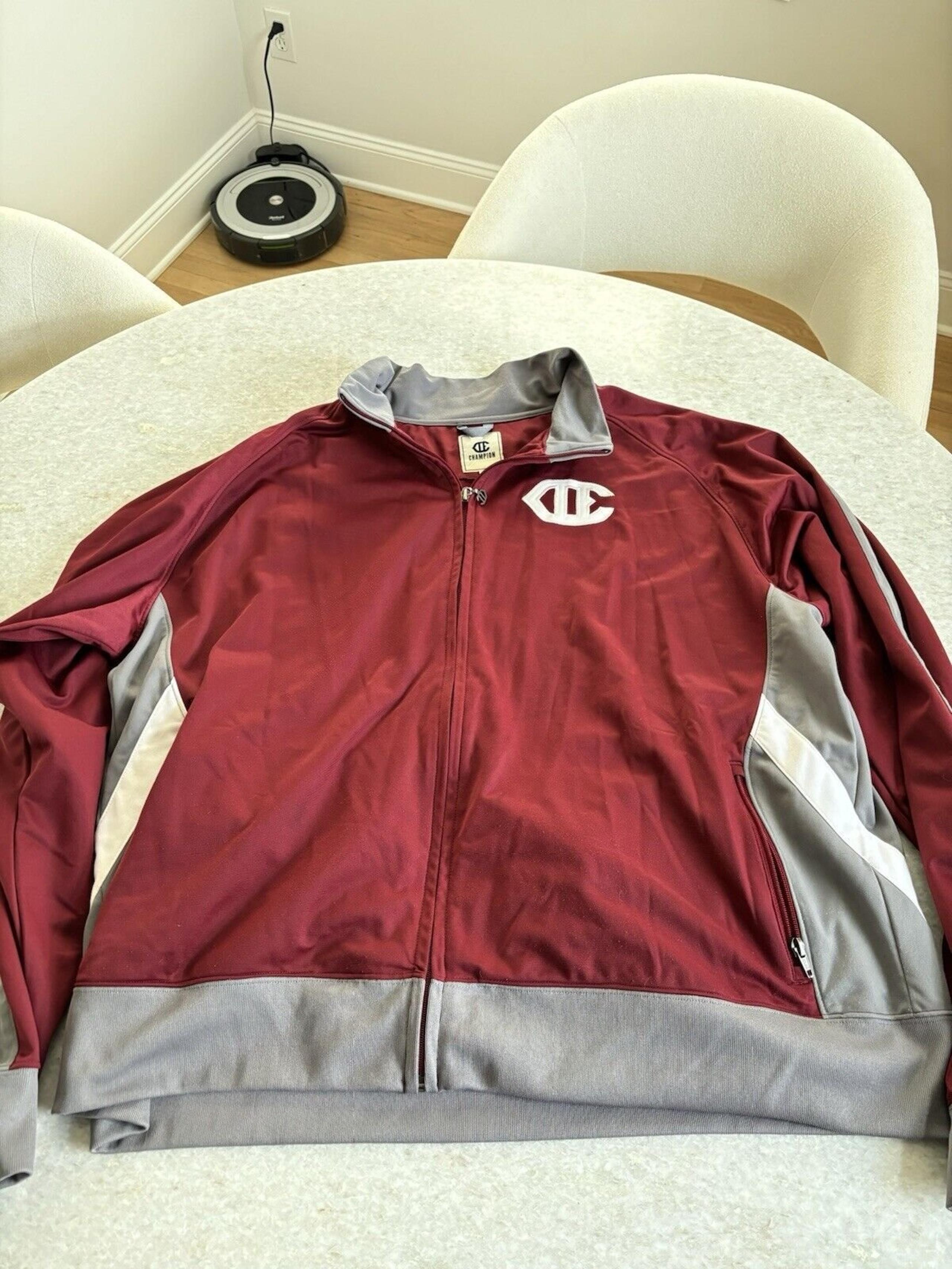 Vintage Champion Mens Polyester Burgundy/Gray Track Jacket Mens Size XXL
