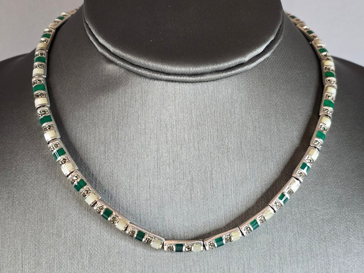Womens Vintage Estate Sterling Silver Deco Style Necklace 55.6g E7635