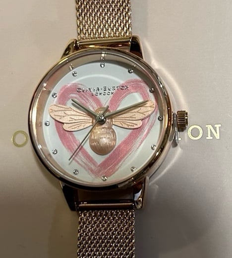 Olivia Burton You Have My Heart Watch With 30mm Face With RoseGold Luckey Bee