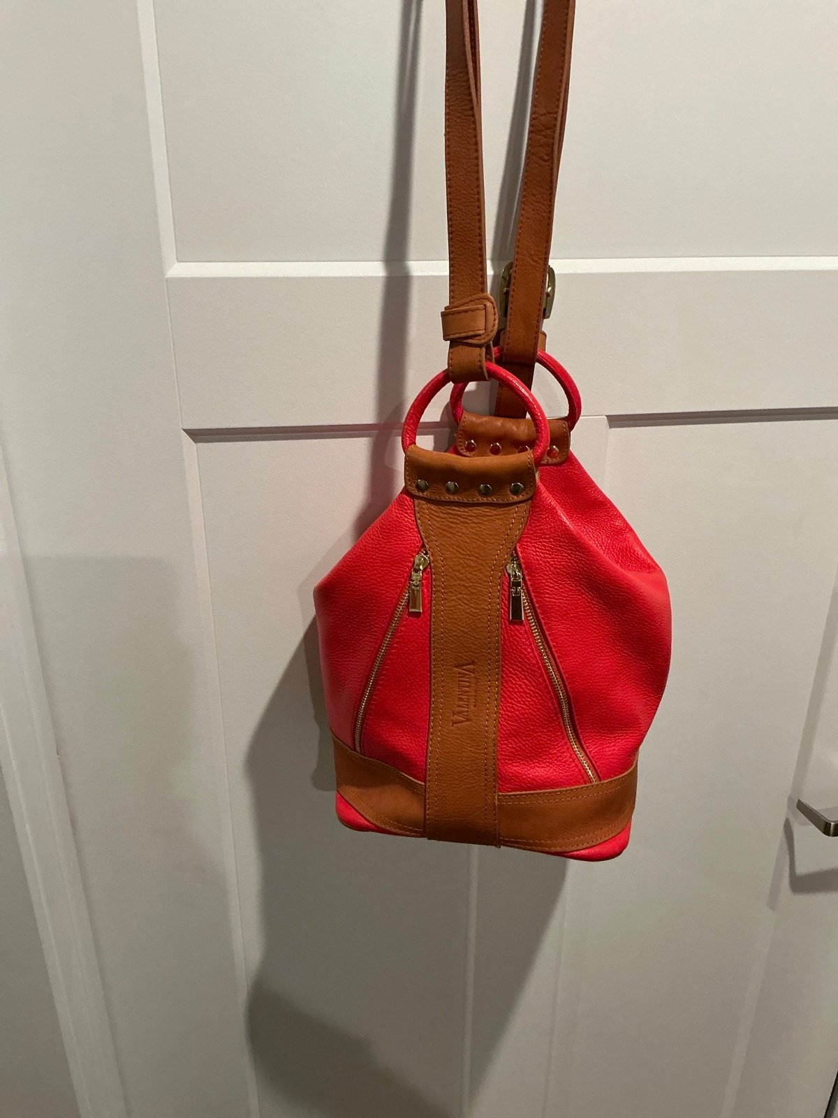 Beautiful Valentina Pebble Leather Shoulder Bag with two Compartments.