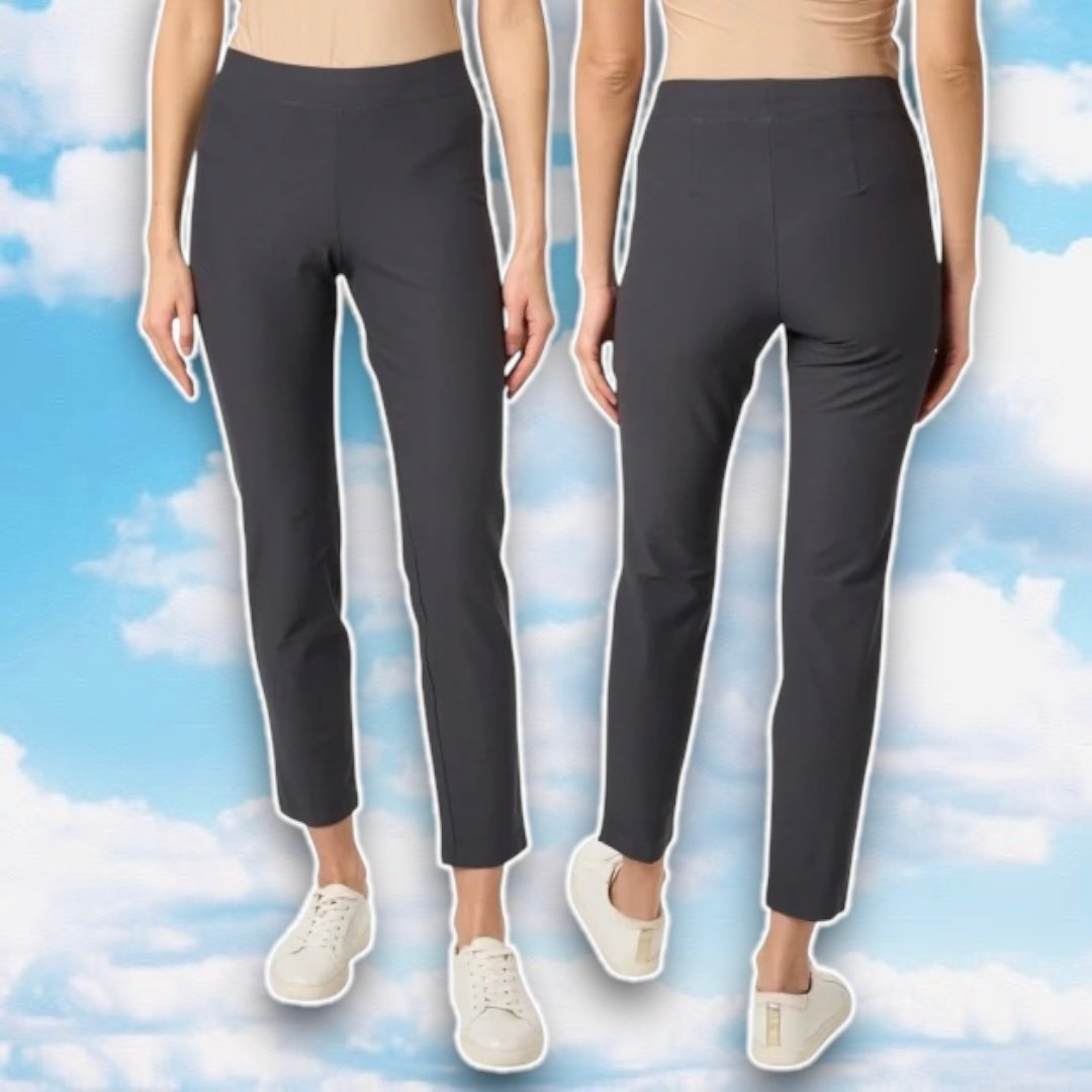 EILEEN FISHER Washable Stretch Crepe Pant Slim Fit Ankle Length Minimalist Comfy
