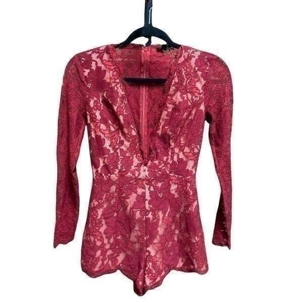 NBD X Revolve Built To Last Burgundy Lace Romper Size XS NWOT