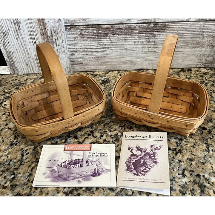 Longaberger, American Cancer Society, Horizon Of Hope Lot of 2 Baskets 1996 Vtg