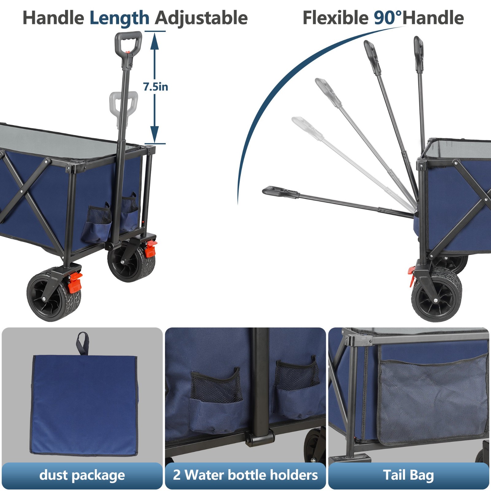 Outdoor Folding Utility Wagon, Collapsible Beach Wagon Cart