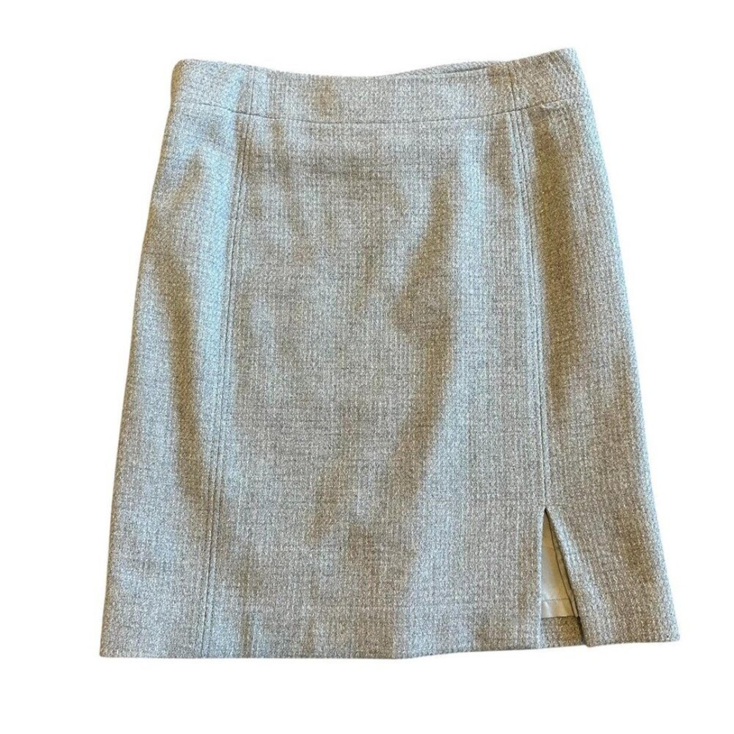 Pendleton Grey Wool Metallic Pencil Skirt Fully Lined Slit Fitted Size 14 Womens