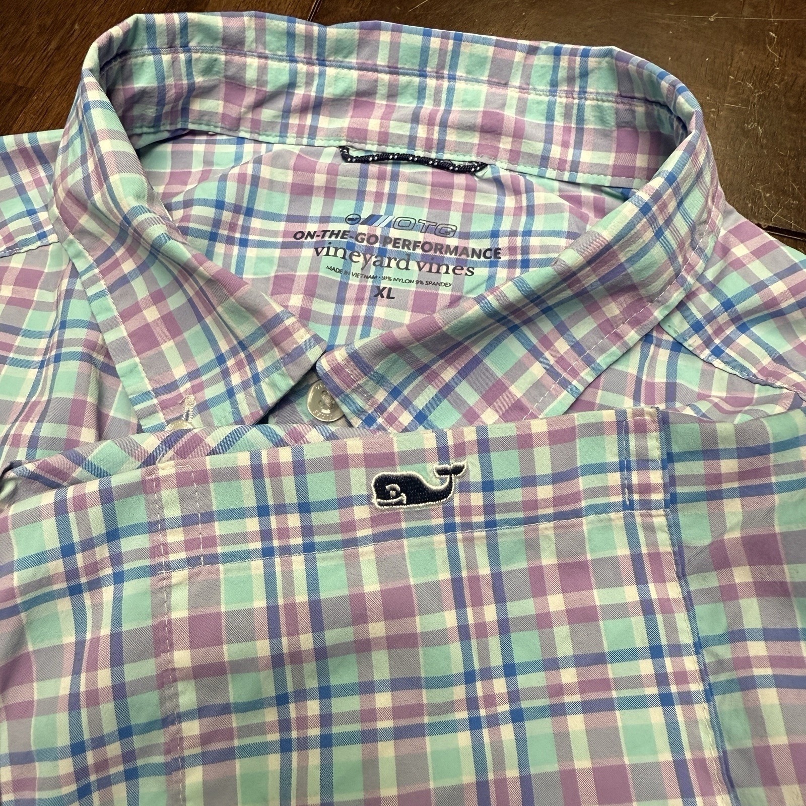 Vineyard Vines Men's On The Go Performance Shirt Plaid Button Down Sz XL