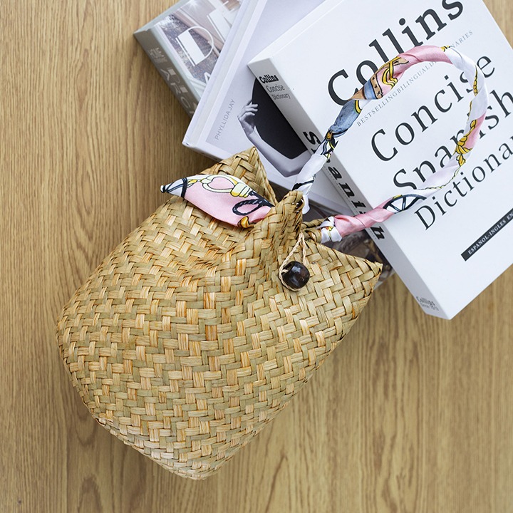 Straw Bag Handmade Knitting Tote