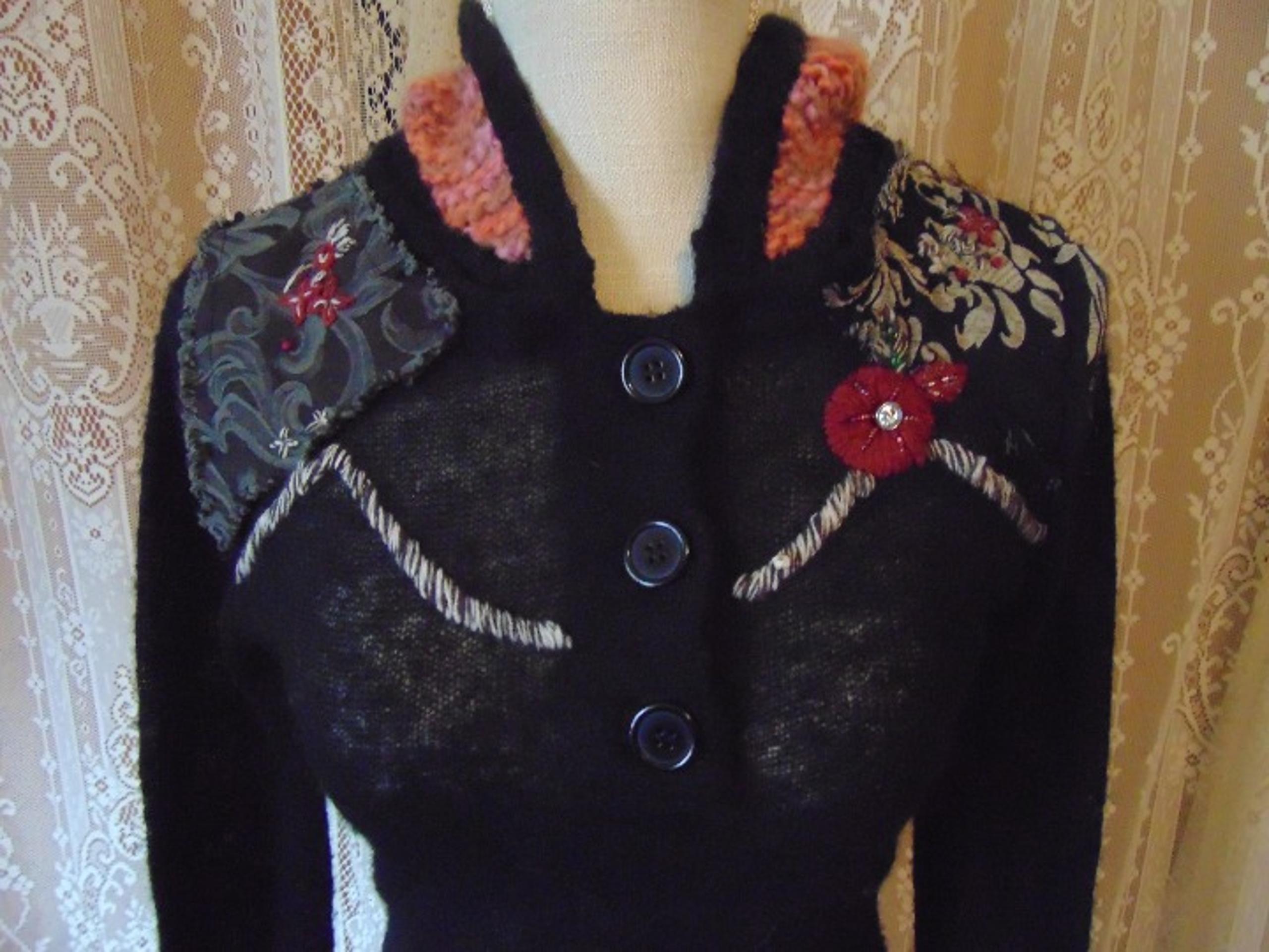 Buffalo David Bitton Black Hodded Sweater Detachable Hood & Cuffs Sm