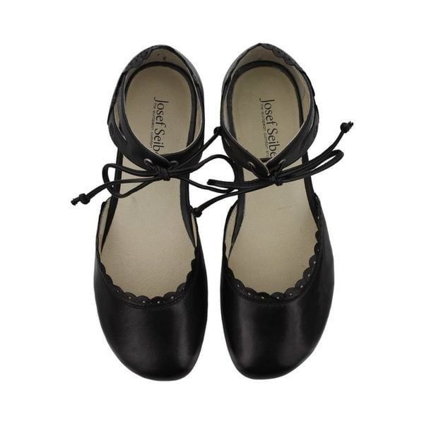 Josef Seibel Black Leather Fiona 47 Ballet Flats Shoes size 37